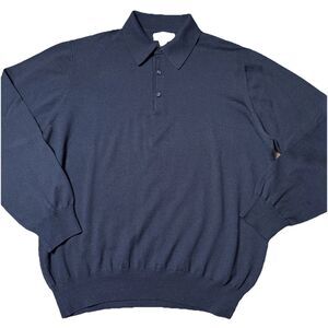 Nordstrom Men’s Extra Fine Merino Wool Polo Black Sz L Italy Classic Old Money